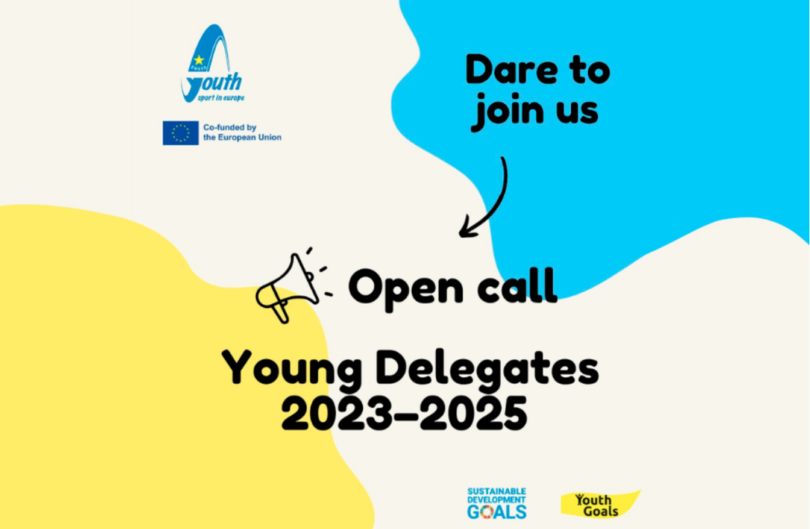 Grafisk bild med text om öppen ansökan till ENGSO Young delegates 2023-2025