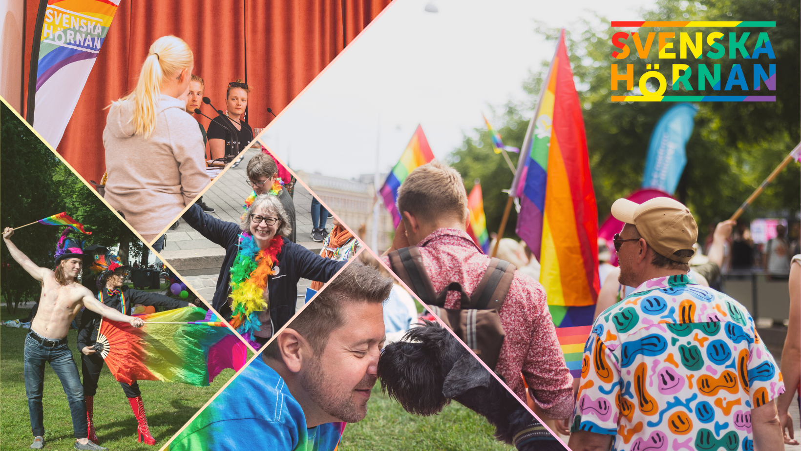Collage av olika färglada bilder från Pride 2022. 